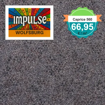 Girloon Caprice 560 – Draufsicht auf Teppichboden 560 mit eingeblendetem Preisetikett.